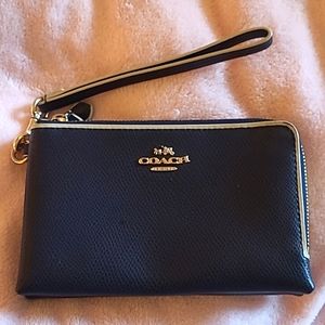 Coach navy blue wristlet